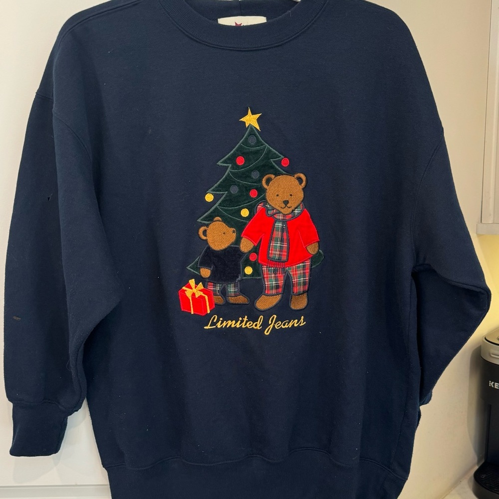 Vintage '90's THE LIMITED Embroidered Christmas Holiday Sweatshirt  Size M Or 14